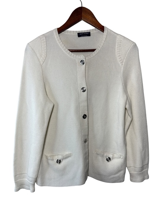 Saint James Sweaters - Saint James White Cotton Knit Cardigan Size 8